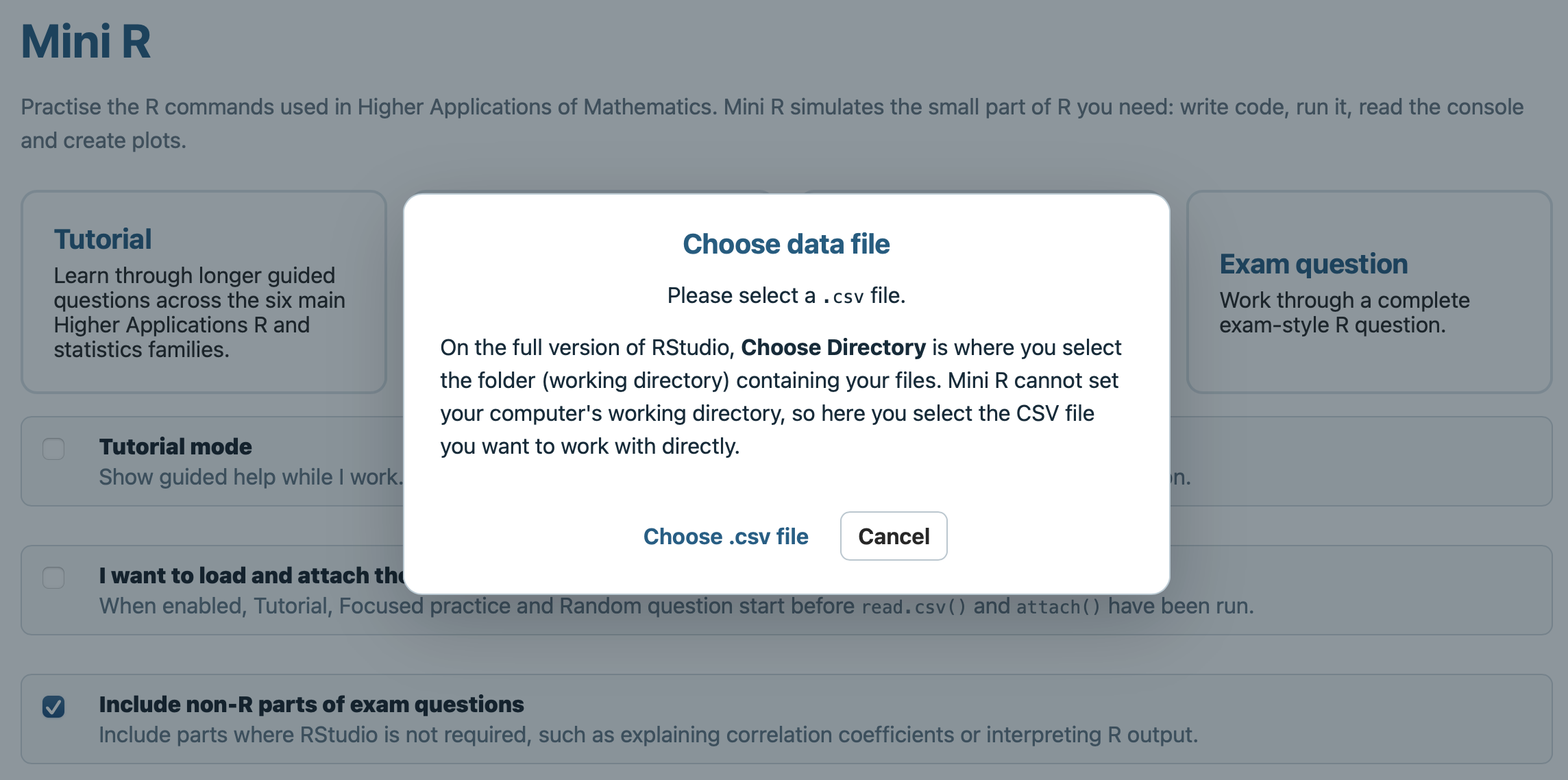 Mini R interface for choosing a CSV file from the pupil's device